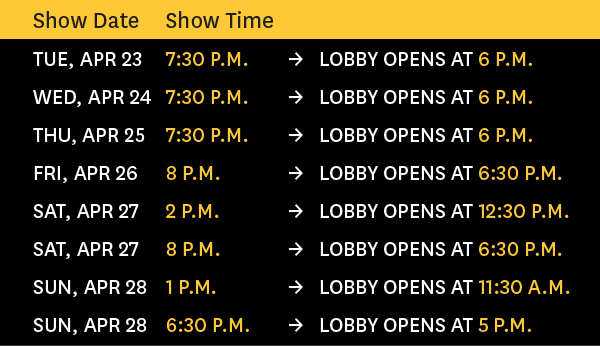 Girl From the North Country Event Schedule