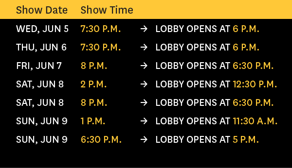 Frozen Event Schedule