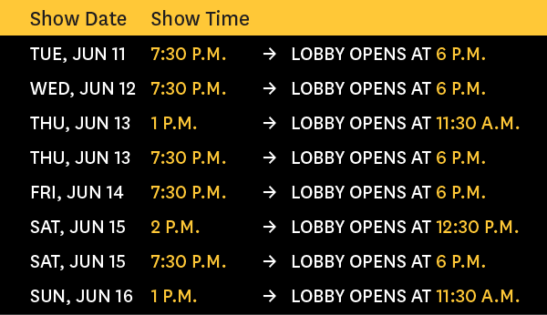 Frozen Event Schedule